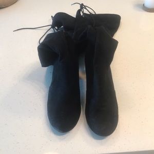 black suede over the knee boots